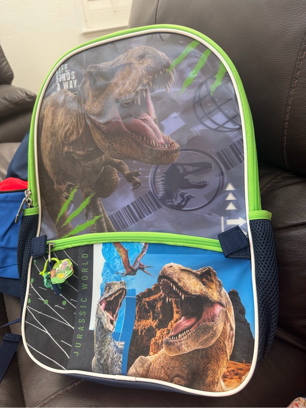 Jurassic World / Jurassic Park Kids Dinosaur Backpack – Blue & Lime Green T-Rex